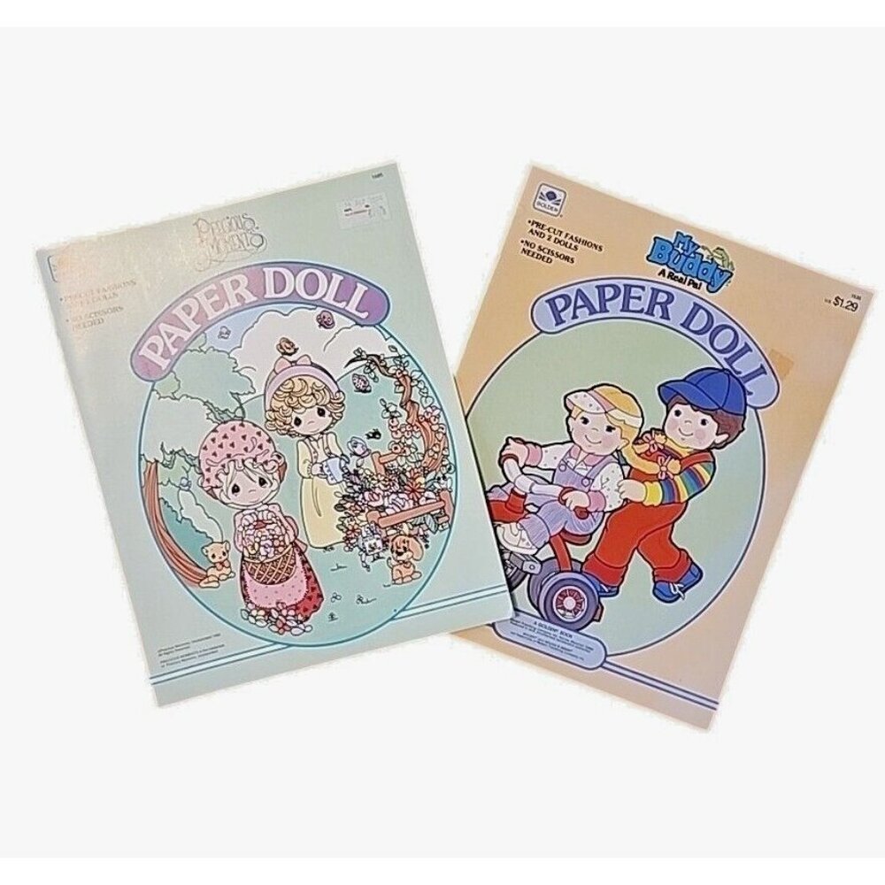 2 Sets Paper Dolls 1986 1992 Golden Book Precious Moments My Buddy Hasbro